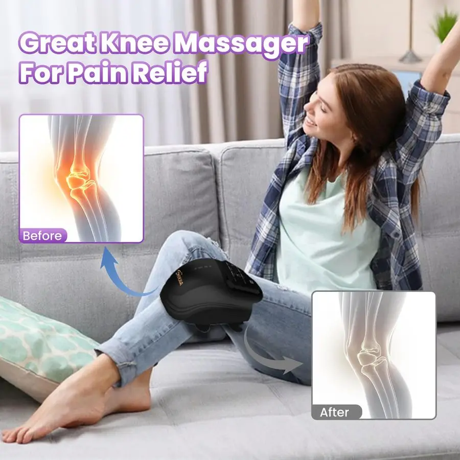 Massager with Heat, 3in1 Smart Portable, 3 Vibration Modes and 3 Heating Levels LED Vitality Joints Knee Massager, Gift for Men