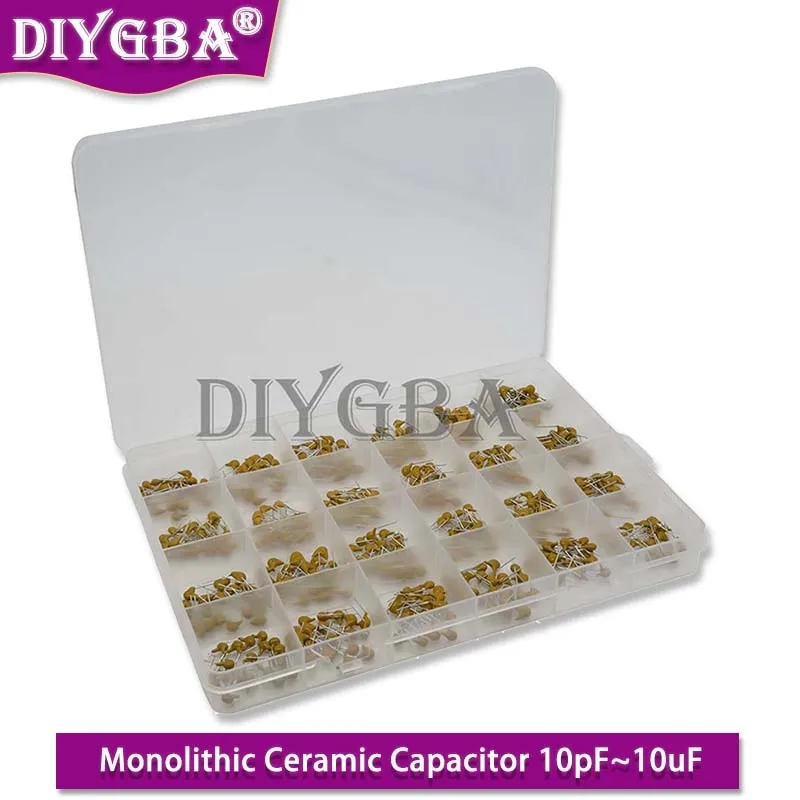 Monolithic Ceramic Capacitor 10pF~10uF,24Values*20PCS =480PCS Ceramic Capacitor Assorted Kit 1UF 100NF 330NF 0.1UF 102 104 105