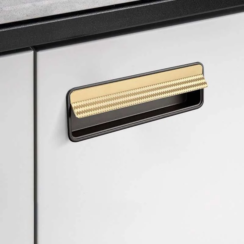 Chinese Style Embedded Recessed Handle Flush Invisible Cabinet Door Pulls Gold Furniture Hardware for Wardrobe Drawer Kitchen