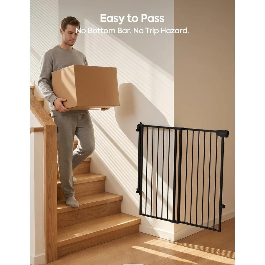 Babelio Extra Tall No Bottom Bar Baby/Dog Gate, 34 H, 27.5-40.6 W