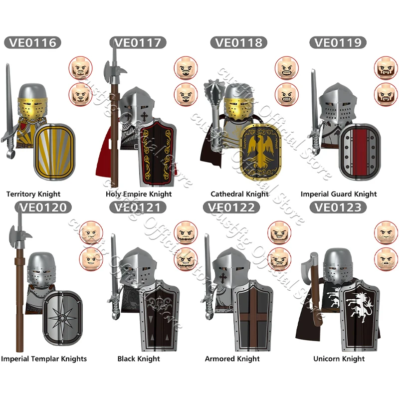 MOC Mittelalterliche Militärburg Ritter Soldat Actionfigur Baustein Lancer Guard Bogenschütze Rüstung Krieger Schild DIY Ziegel Spielzeug