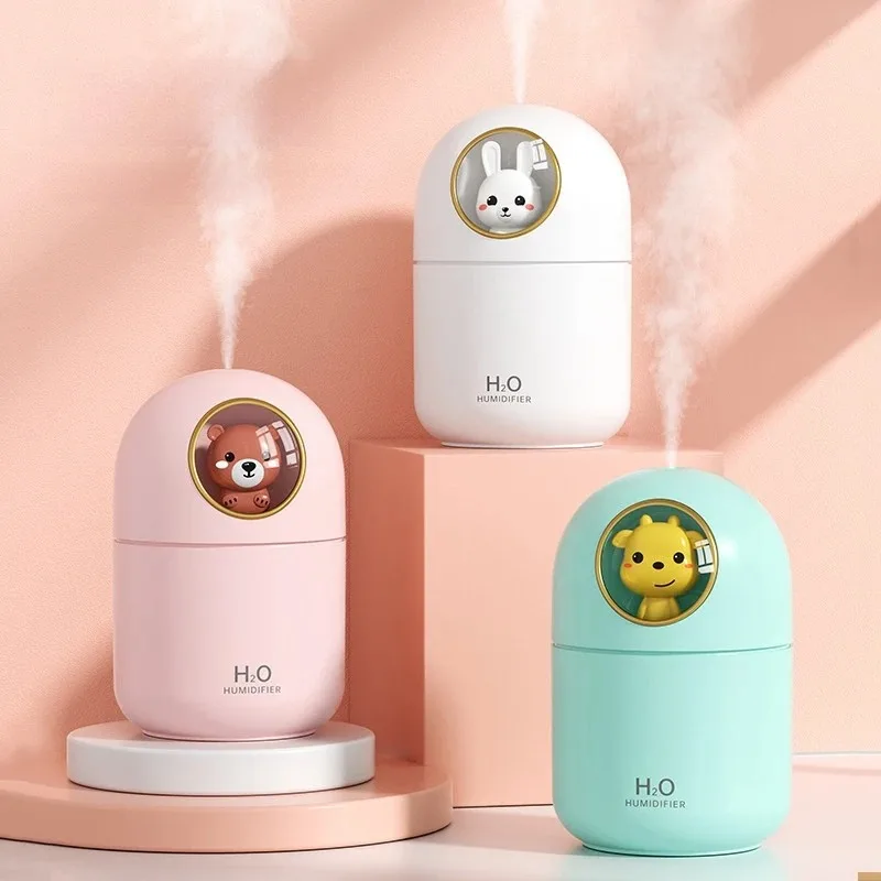 Cute Pet Humidifier Mini Office Desktop Bedroom Air Humidification USB Small Household Heavy Fog Spray with Colorful Night Light