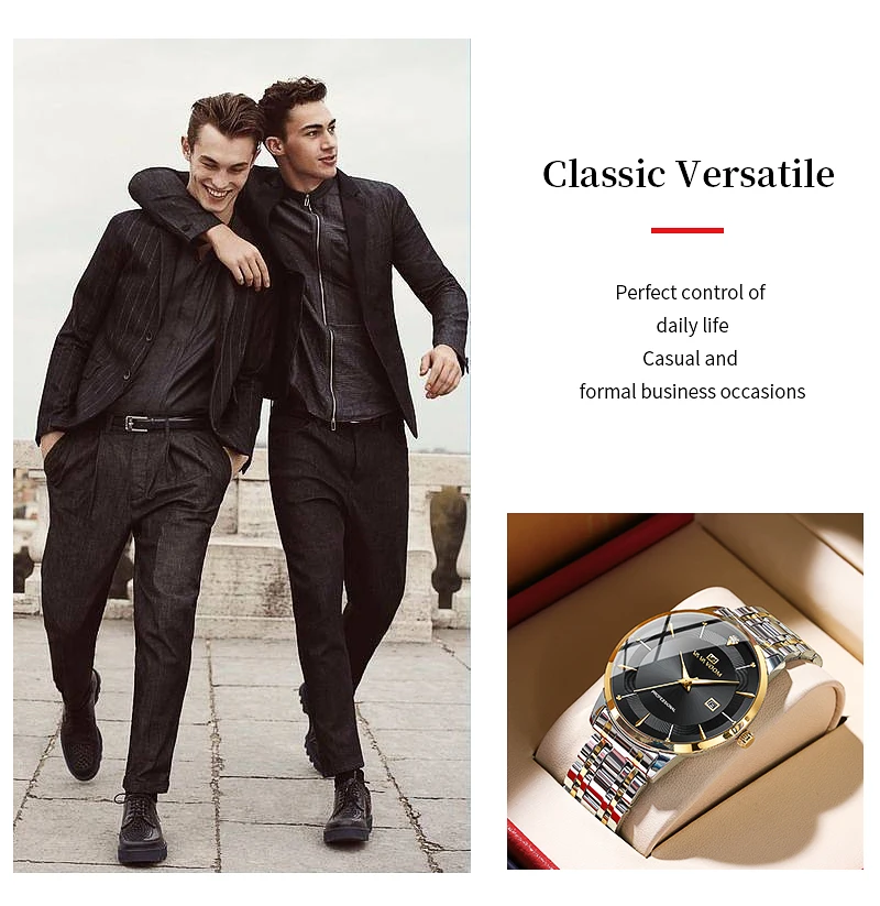 Herrenuhr 43mm Gehäuse Edelstahl-Stil Luxus Strass 3Bar Wasserdicht Quarzwerk Business-Uhren Relogios Masculino – Detail 5