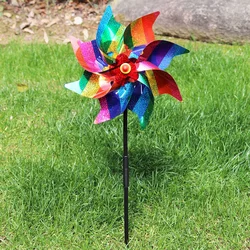 Windmill Bird Repellent Decoration Bird-Scaring Wind Spinner Children Kids Toys Easy Installation for Outdoor Garden Lawn Yard