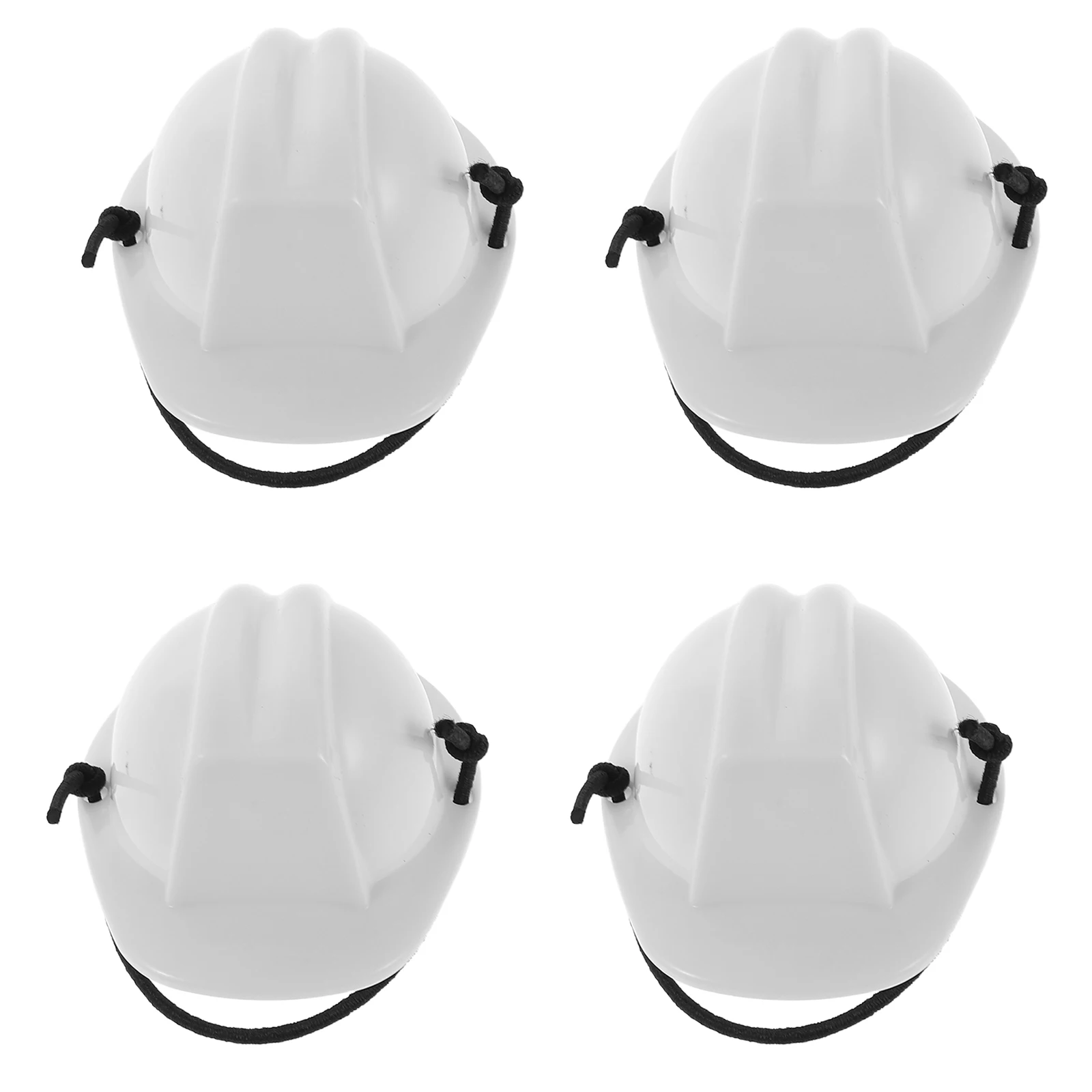 

4 Pcs Mini Pet Safety Hats Miniature Construction Toy Spring Rope White Toys