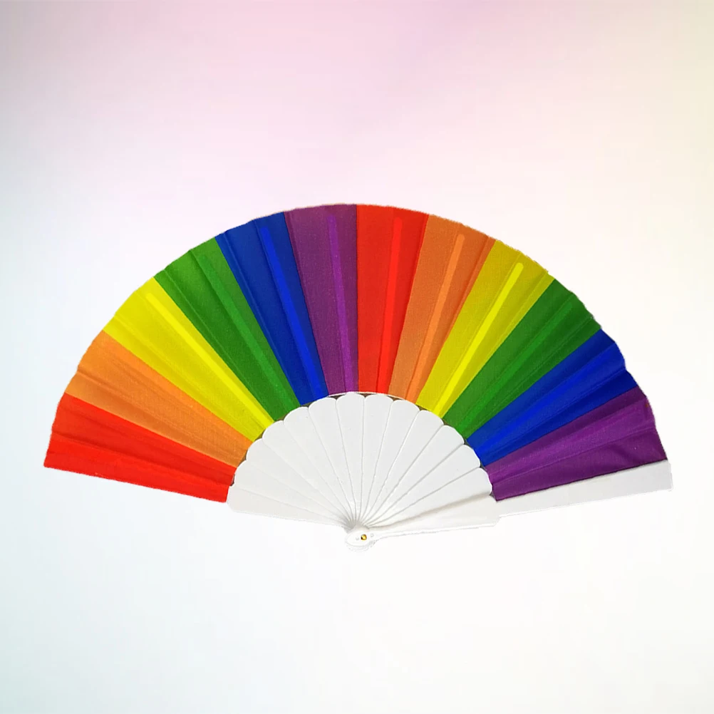 

Rainbow Folding Portable Colorful Wedding Decor Hand Fans Foldable Pride Accessories Beautiful Folding Fans Dancing Gifts