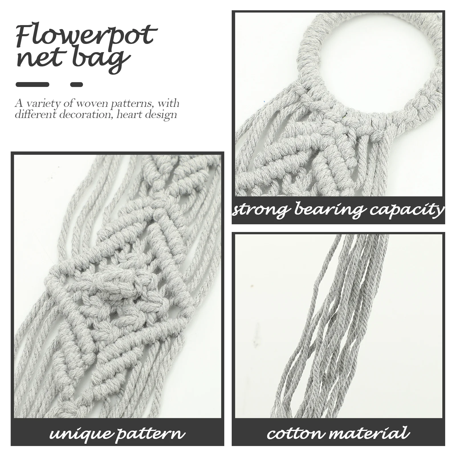 

Flowerpot Net Bag Plant Hanger Woven Rope Hanging Planter Holder for Trailing Silk Plants Space Saving Wall Decoration