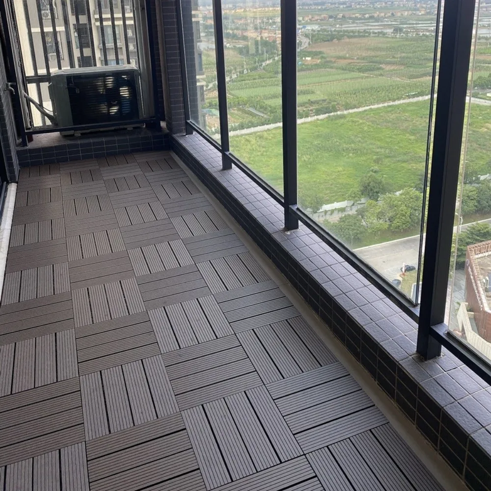 جديد مقاوم للماء في الهواء الطلق الطابق التعشيق الخشب الصلب فناء سطح السفينة البلاط DIY تركيب الذاتي رصف شرفة الطوب المناظر الطبيعية #3