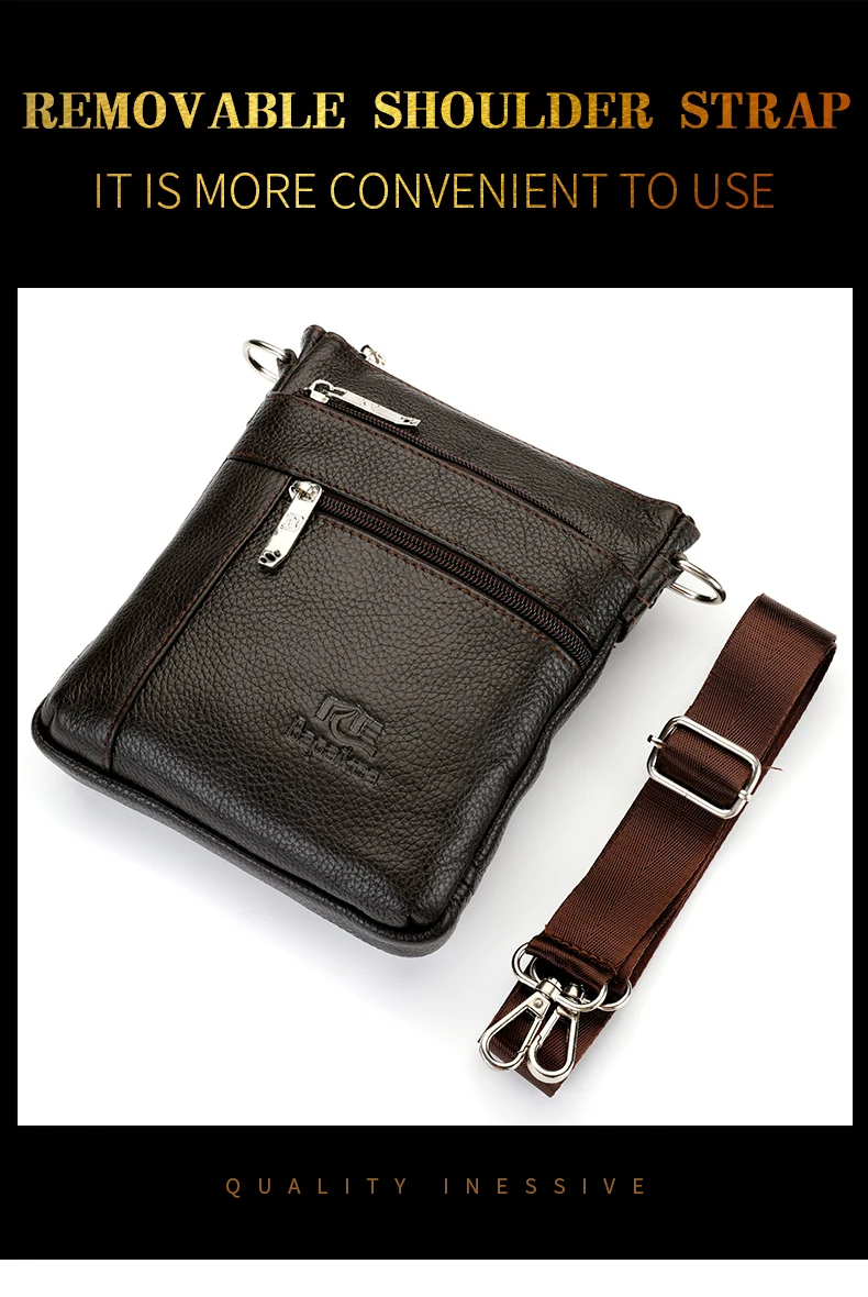 Herren-Einzelschultertasche aus echtem Leder, lässige Business-Umhängetasche, hochwertige Ledertasche für Herren – Detail 3
