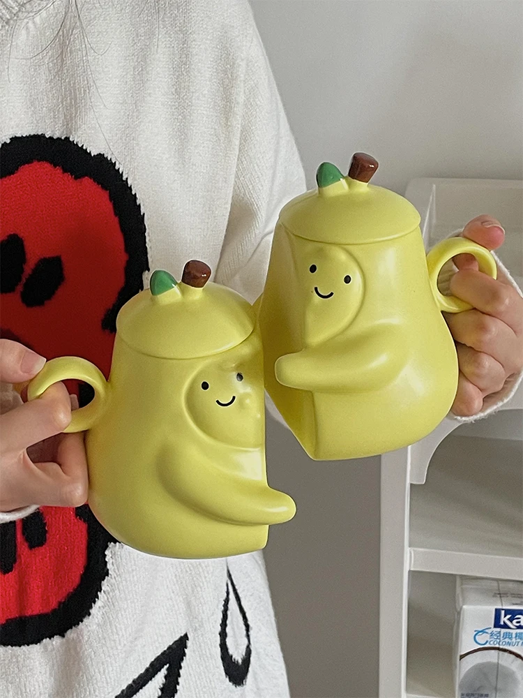 Hugging pear mug couple pair creative gift ceramic cute funny water cup