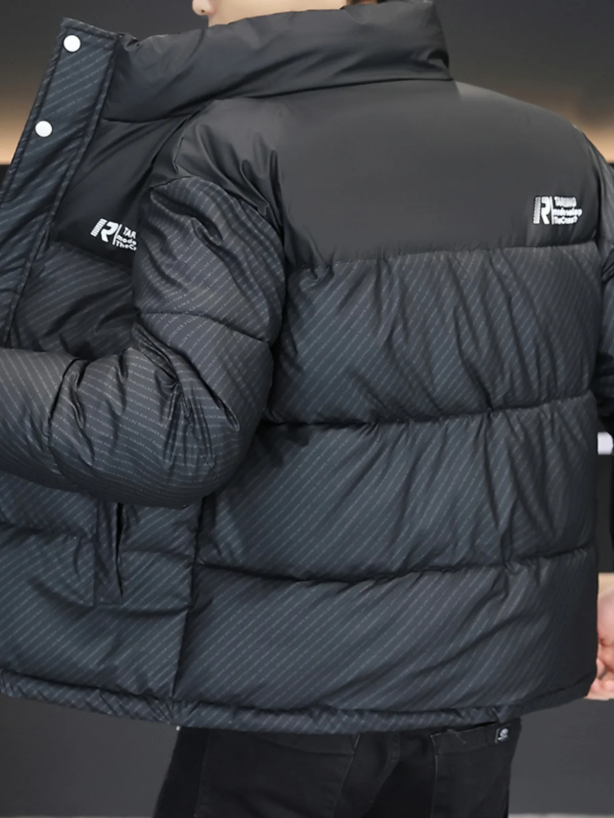 

Trendy Brand Men's Cotton Jaet Stand Collar Thi Warm Sli Color Blo down Cotton Coat Youth ort Sle Polyester Fiber