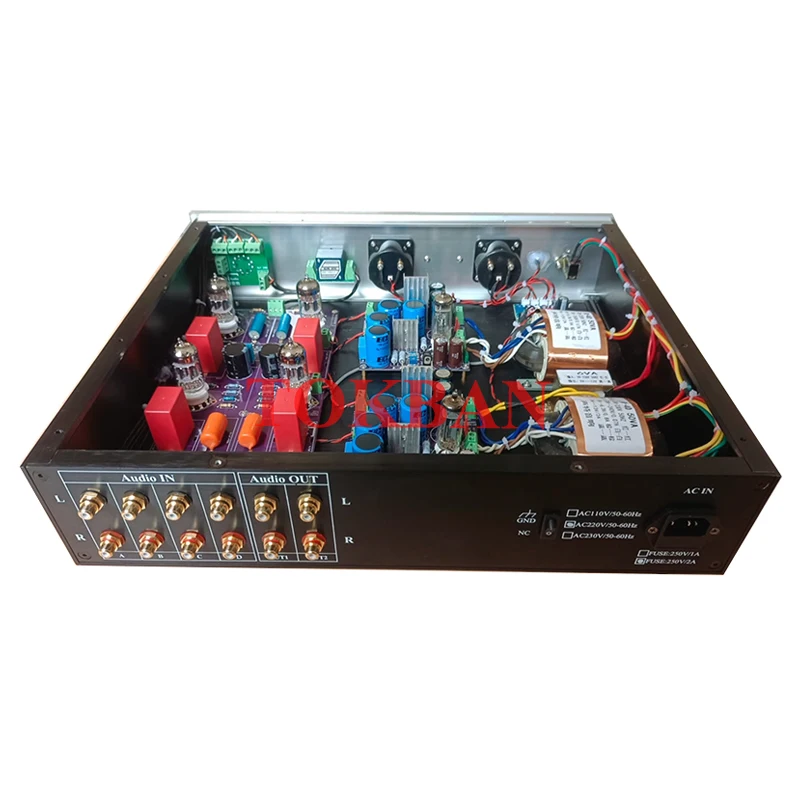 Tokban ST-3 Tube Preamplifier 14x Amplification 12AX7/ECC83,12AU7/ECC82 Low Distortion Low Noise HIFI Preamplifier