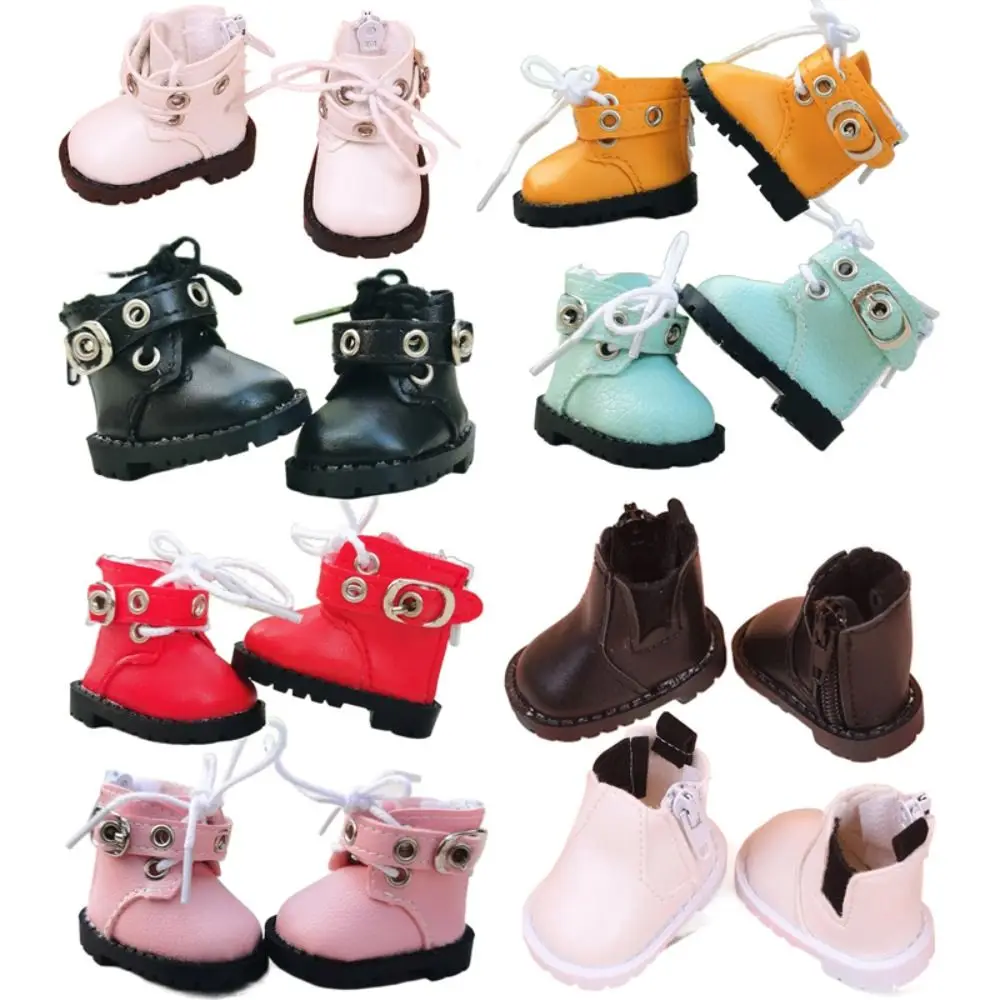 20CM Doll Shoes PU Leather Mini Boots Fashion Rivet Martin Boots Stuffed Idol Dolls Changing Dressing Game Toys Accessories