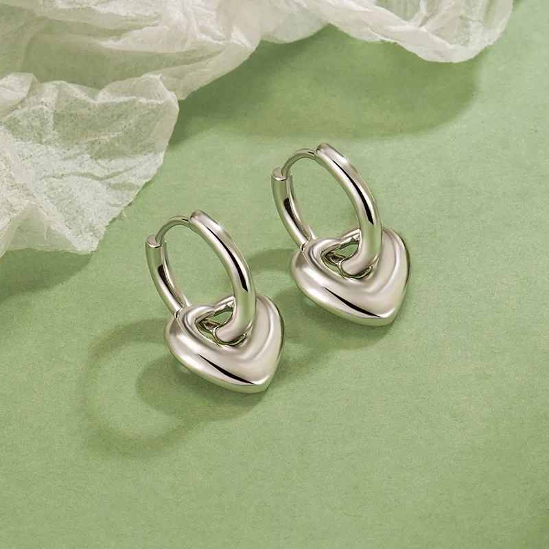 Golden Removable Love Design Ear Buckle Jewelry Gifts 2026 New Fashion Heart Pendant Hoop Earrings for Women