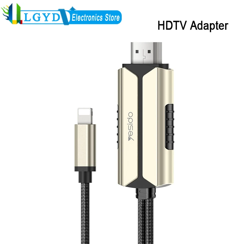 

Кабель-адаптер Yesido 2 м 8 Pin Lightning на HDMI 1080P HDTV с чипом AM8268L, кабель подключения для телефона и планшета к монитору
