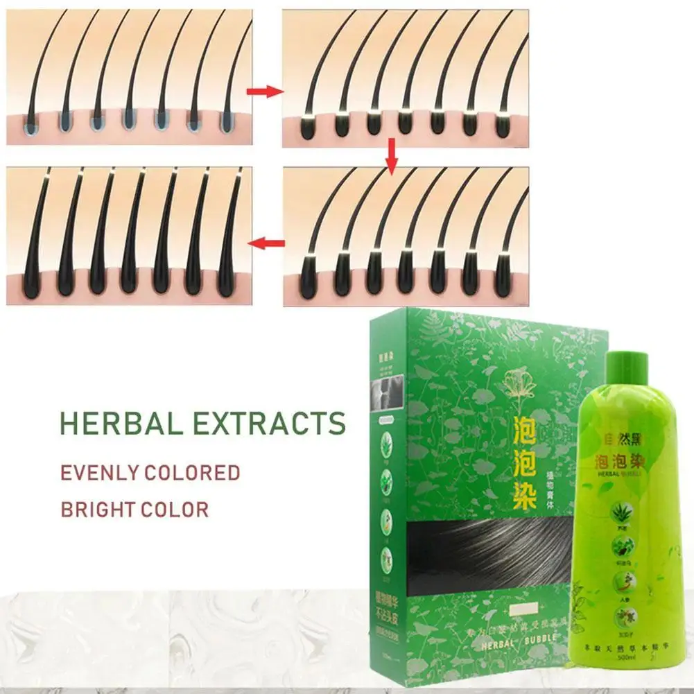 

Шампунь без полей 3 в 1, черная краска для волос, окрашивающий шампунь, питает, длительный для мужчин и женщин, шампунь для краски для седых волос, 500 мл