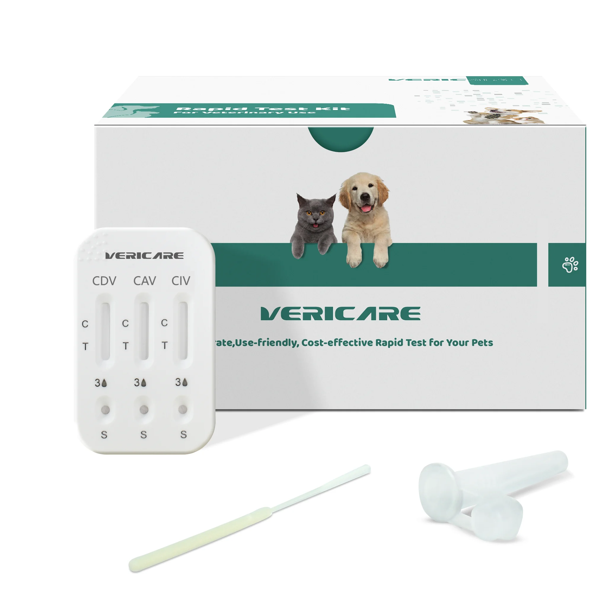 Комбинированный комплект для быстрого обнаружения Canine Distemper + Аденовирус + Virus Influenza (CDV-CAV-CIV) Комбинированное обнаружение Ag Ветеринар