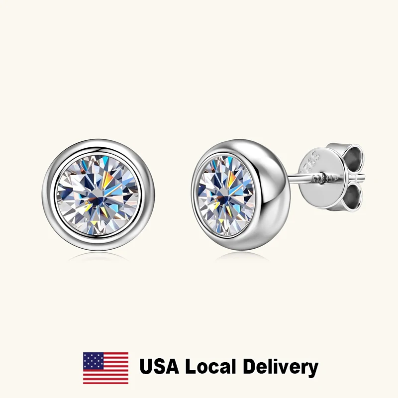 

5mm/6.5mm D Color Moissanite Diamond Stud Earring for Women Certified Original 925 Silver Fashion Bubble Earrings Fine Jewelry