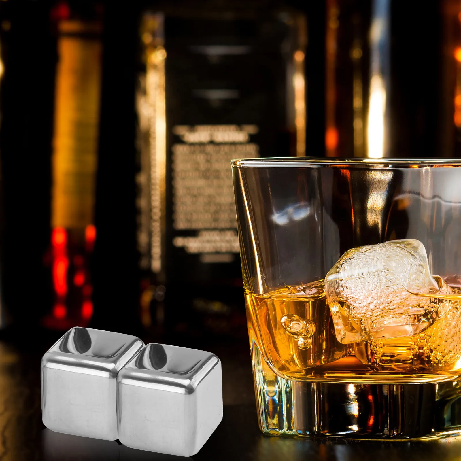 1Set Premium Stainless Steel Whiskey Cooling Cubes Reusable Beverage Ice Stones Non-Rusting Smooth Surface Bar Home Gift - view 4