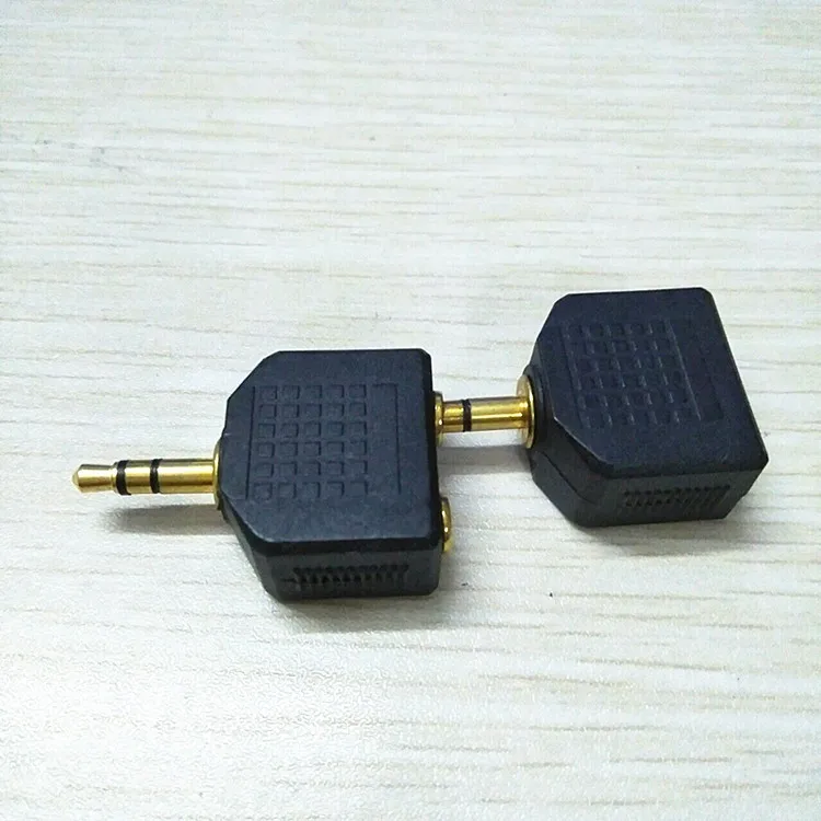 Enchufe estéreo chapado en oro de 10 piezas, adaptador de audio de 3,5mm, 1/2 a 2, enchufe 3,5 a 2 conectores hembra de 3,5 agujeros, componentes pasivos