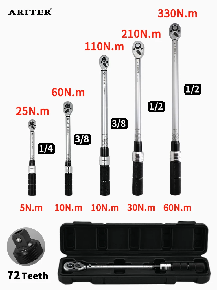 Ariter-high Precision Clique Torque Wrench para Bicicleta Ferramentas de Reparo do Carro Profissional 72 Dentes ± 4