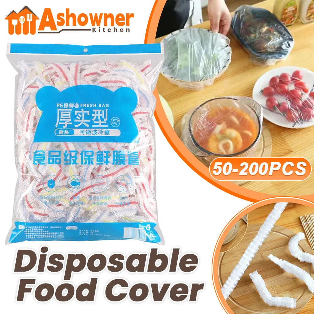 Disposable Saran Wrap Food Cover Food Grade Fresh-keeping Plastic Bags Vegetable Fruit Bowl Cover Kitchen Storage Accessories