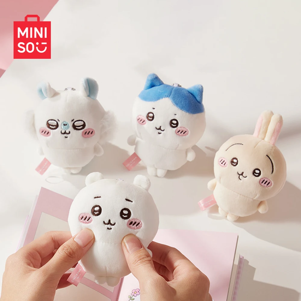 MINISO Anime Chiikawa Hachiware Usagi Momonga Plush Pendant Keychain Cartoon Cute Soft Plushie Doll Toys Birthday Gift