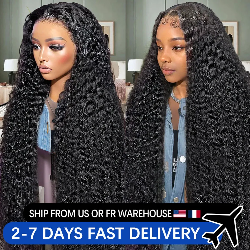 

13x6 HD Transparent Lace Frontal Human Hair Wigs 180% Density 4x4 Lace Closure Brazilian Curly 30 Inch Pre Plucked Wig For Women