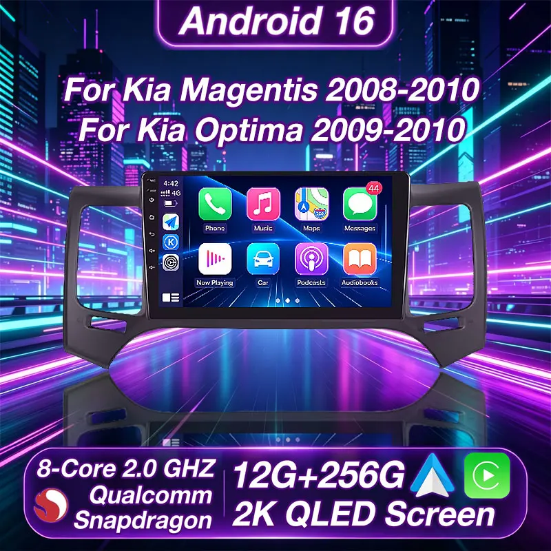 

Android 16 Car Radio For Kia Magentis 2008-2010 For Kia Optima 2009-2010 GPS Multimedia Player Navi Head Unit 360 Camera QLED BT