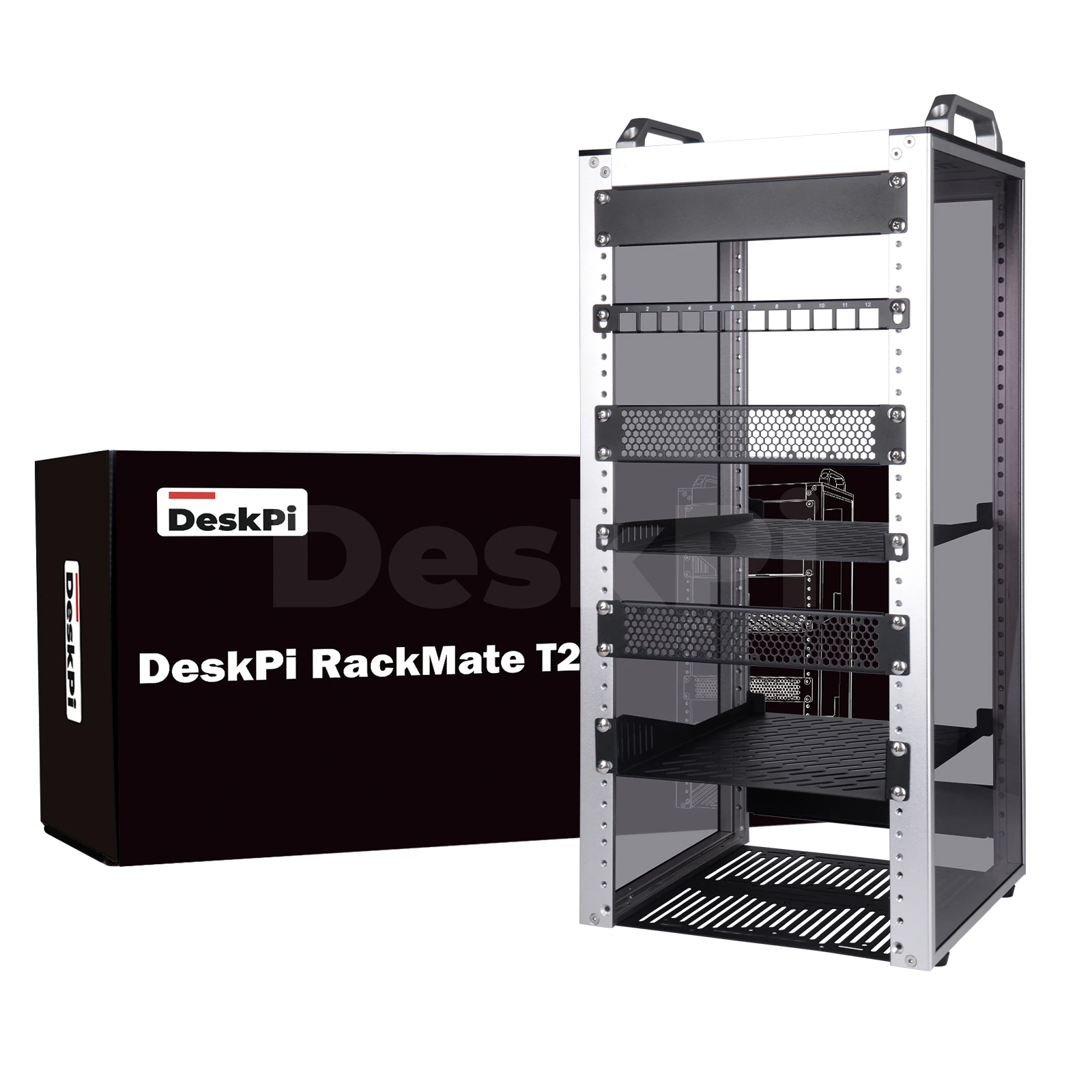DeskPi RackMate T2 Light Version, 10 Inch 12U Server Cabinet for Network, Servers, Audio and Video Equipment