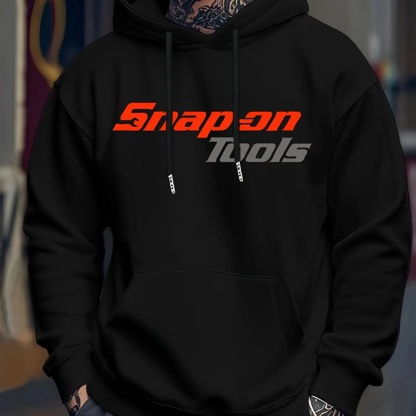 Sudadera con capucha casual para hombre con estampado llamativo "SNAP ON TOOLS" sudadera con capucha de estilo regular
