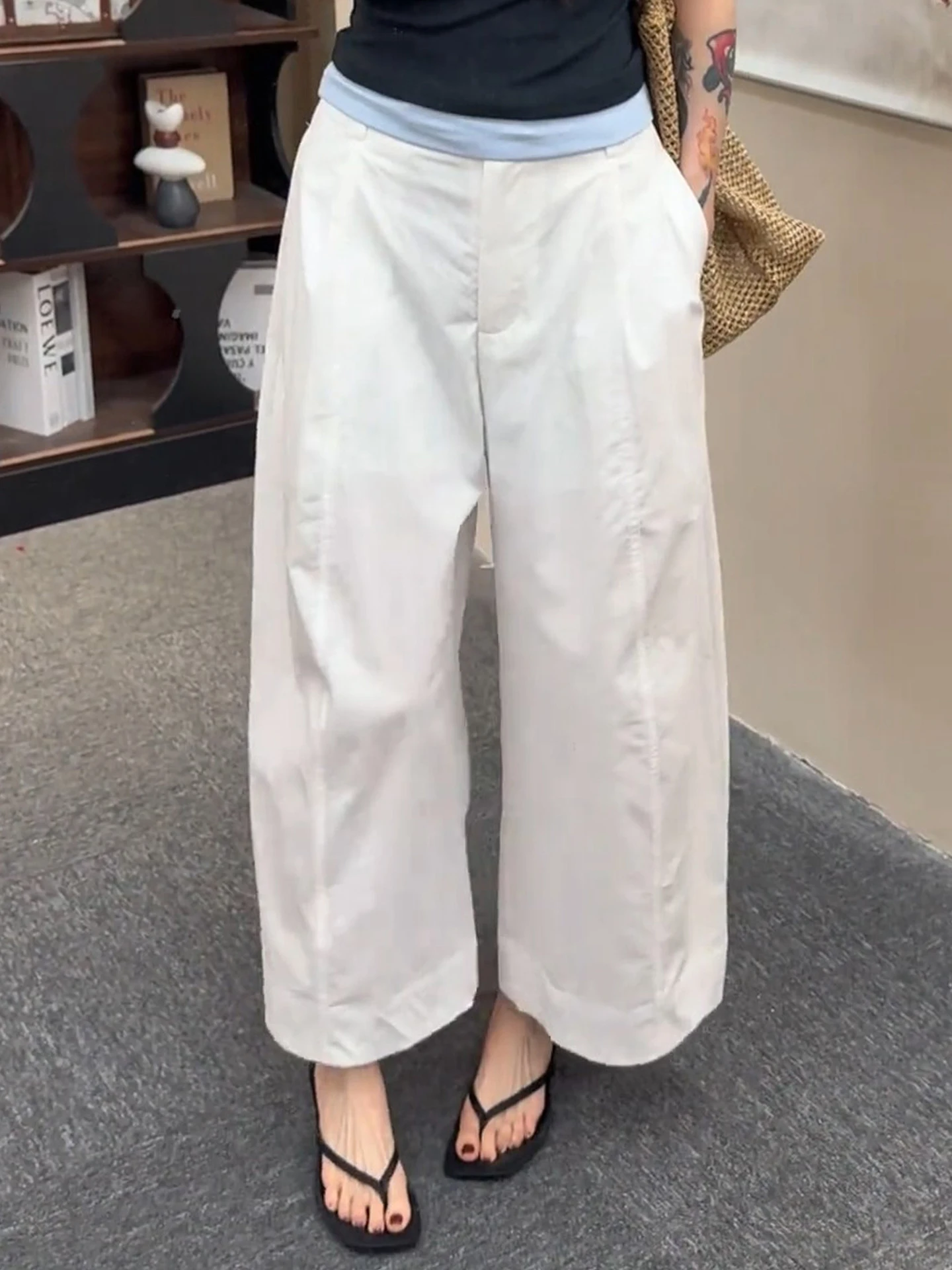 High Waist Wide Leg Straight Cut Pants Women's Summer Thin New Small Size Loose Slimming Casual Trousers 
