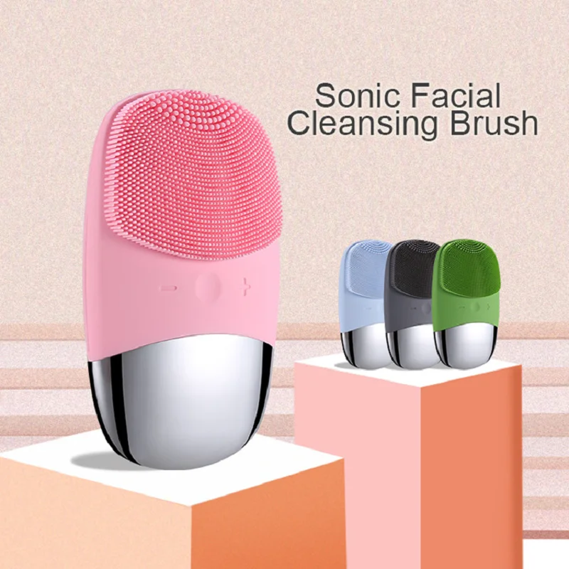 

Electric Silicone Facial Cleansing Brush Sonic Vibration Face Washing Deep Pore Cleaning Device Skin Massager IPX7 Waterproof