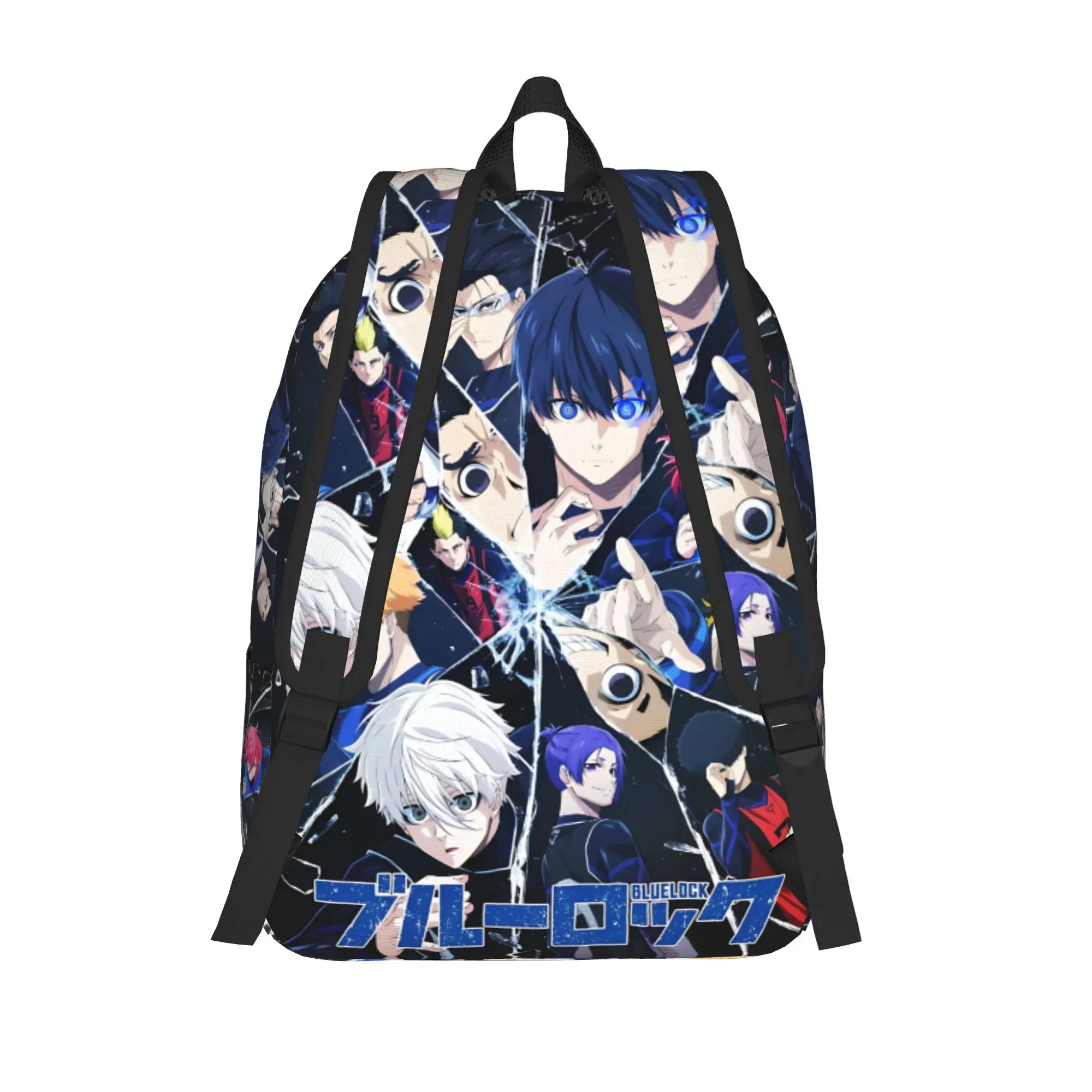 Fashion Blue Lock Football Anime Backpack  Mochilas Solid Journey Zipper Closure Rucksack