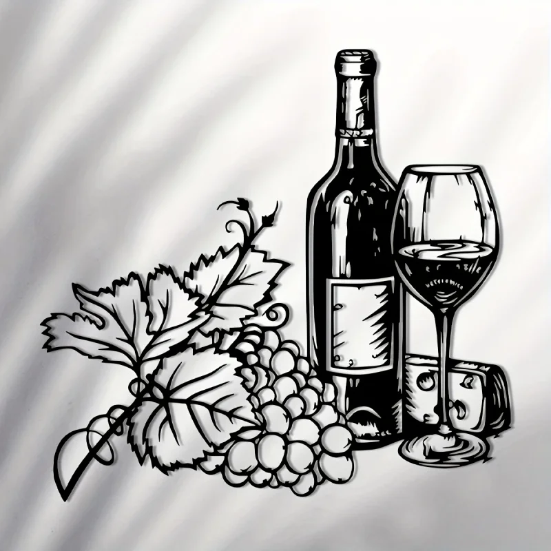 Wine-themed metal wall decoration—Wine，Wrought iron wall decoration，Suitable for Home Use、Terrace、Balcony - view 6