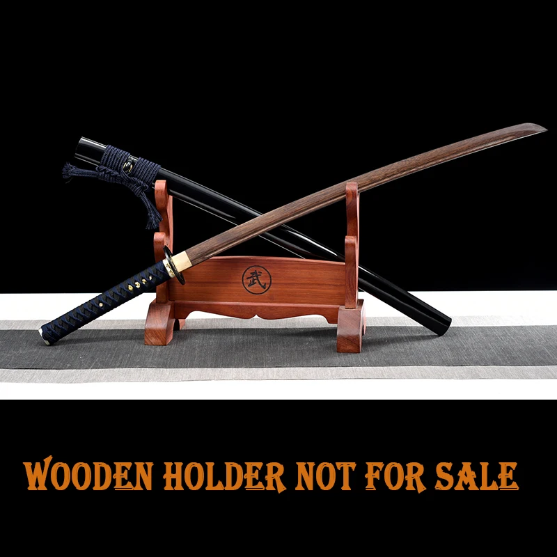 High Quality Wooden Sword, No Sharp Edge,Training Sword, Wood Blade, Bushido Props,Samurai Katana, Blue Cord, Decor