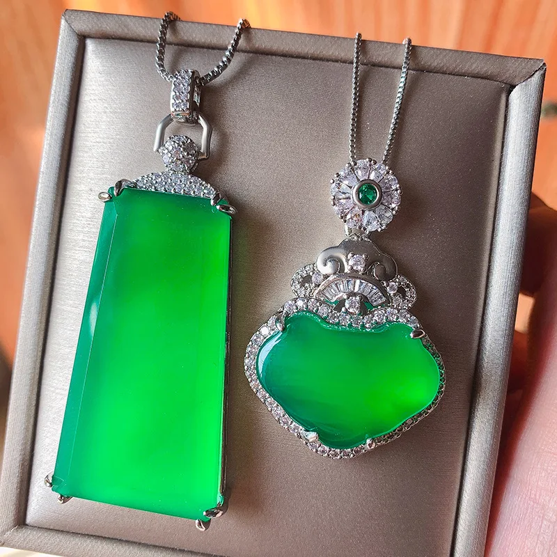 

Vintage Big Lab Emerald Diamond Pendant 925 Sterling Silver Party Wedding Pendants Necklace For Women Men Engagement Jewelry