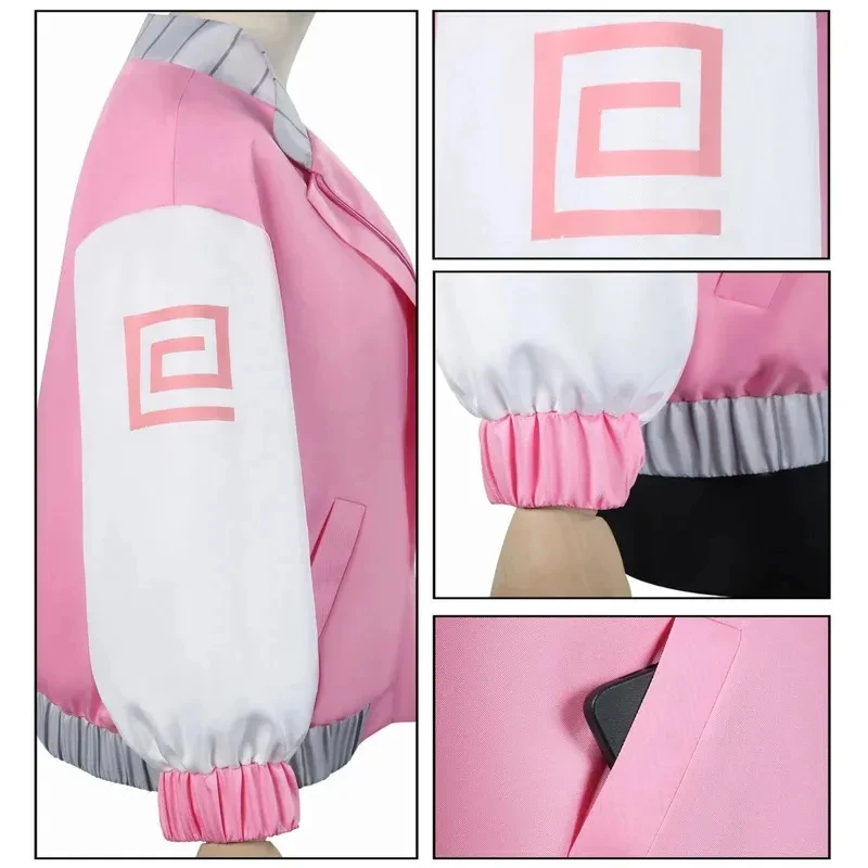 

A;3\v,7'd/Lu Shaotang Cosplay Costume Wig Anime Sakamoto Dias Lu Xiaotang Pink Jacket Shorts T-shirt Headwear Halloweex;4'v\7,h/