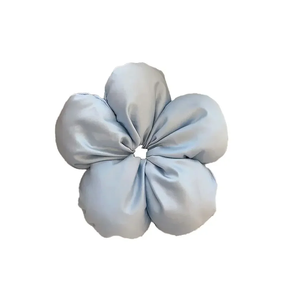 Chouchou à fleurs bleues surdimensionnées coréennes, 2 pièces, coiffure pour femmes et filles, Design tendance, bandeau élastique en caoutchouc, accessoires pour cheveux de vacances