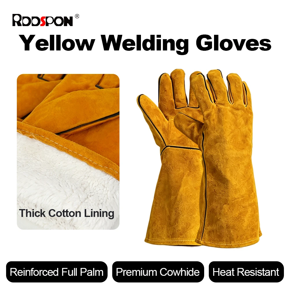 Heat Resistant Flame Retardant Welding Work Gloves Yellow Anti-scald Protector Gloves For Soldering Metal Welding Industrial Use