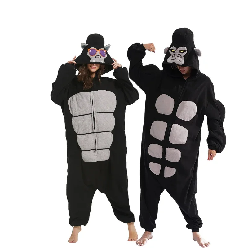 

Men's black zipper orangutans Kigurumi one-piece onesie animal cosplay pajama adult cartoon overall winter jumpsuit homewear