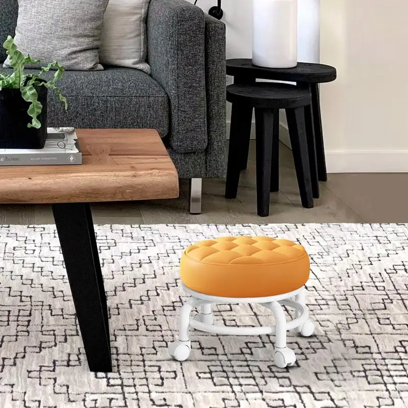 

360 Degree Rotating Rolling Stool Rotating Stool Chair Household Rotatable Universal Wheel Small Stool For Spa Kitchen Home Bar