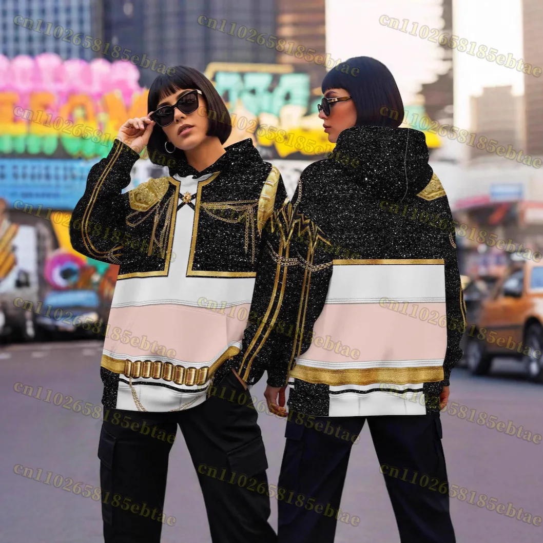 

New Girls Rumi Zoey Mira Cosplay KPop Demon Hunters Costume Children Black Golden Suit Halloween Sweatshirt and hoodie