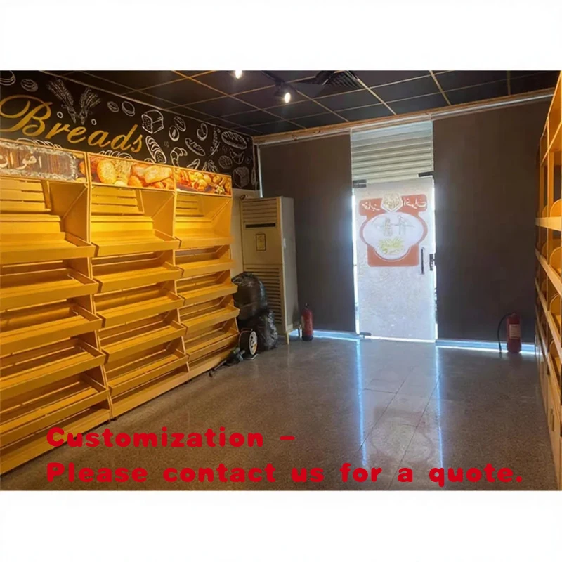 custom.Concise Wood 3-Layer Stylish Bakery Shop Care 4-Caster Movable Wooden Floor Bread Display Stand