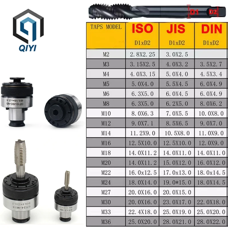 GT12 GT24 TC820 Tapping Collet Chuck M4 M6 M8 M10 M12 M14 M16 M18 M20 Tapping Chuck Telescopic Tool Holder ISO DIN JIS Overload