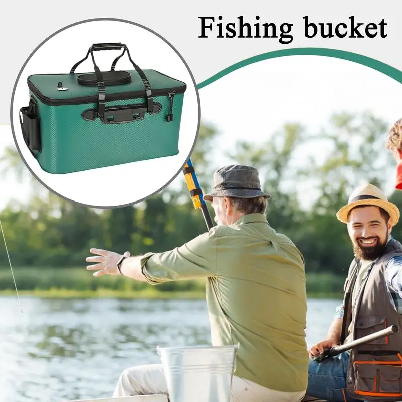 

Fishing Bucket Live Fish Container Fishing Accessories Leak-Proof Large Outdoor Gear Portable Carrier With Strap Storage Bag For