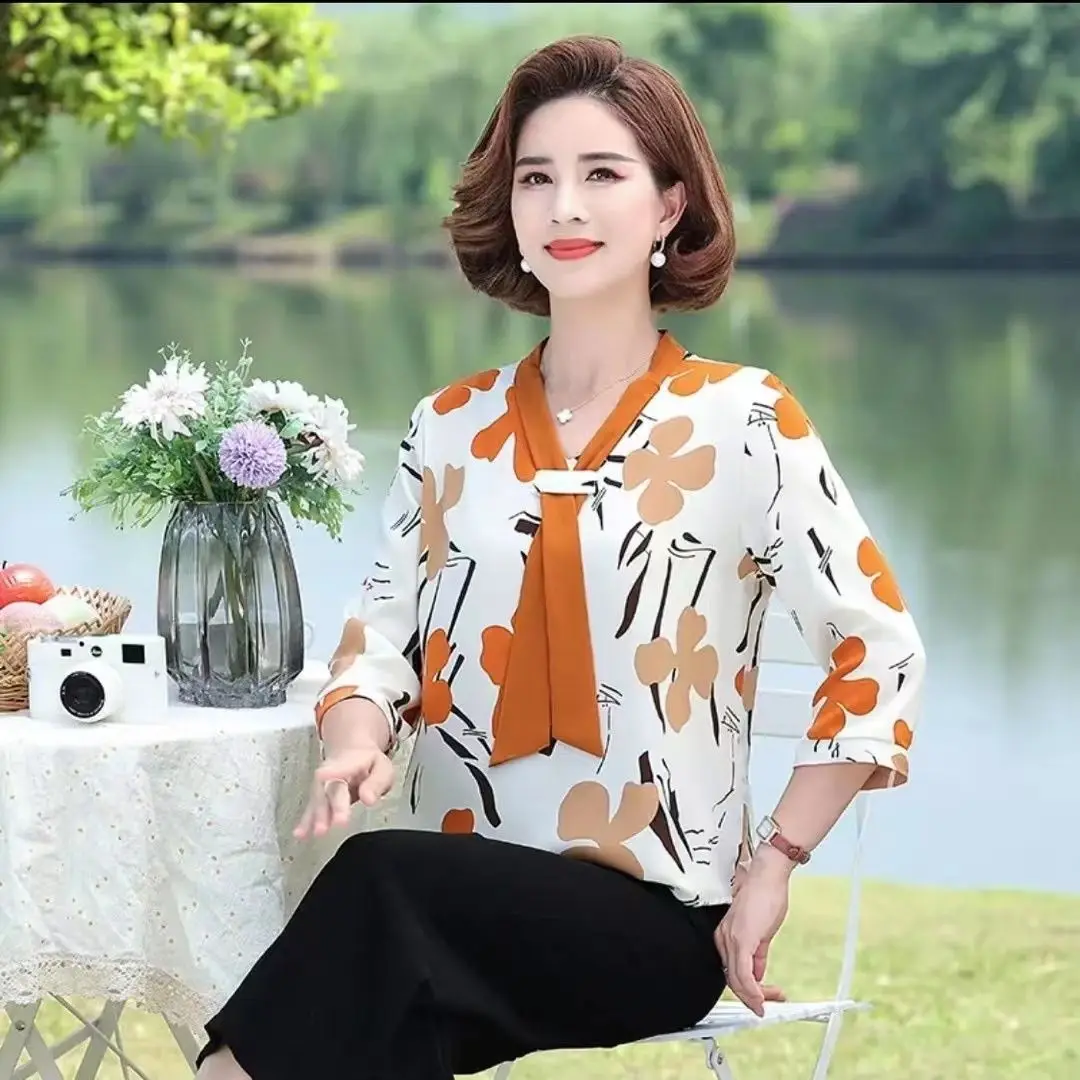 

New Spring Summer Shirt for Middle Aged and Elderly Mothers