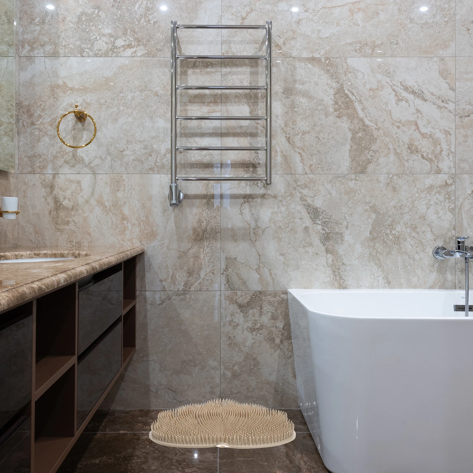 

Foot Mat Tpe Exfoliating Body Scrubber Shower Floor Wall Mounted Back Scrubber Hands Free Suction Cup Bath Brush