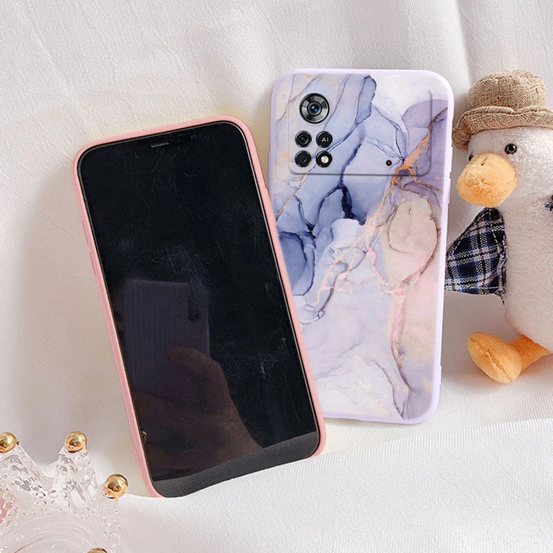 غطاء رخامي أنيق لهاتف Poco X4 Pro 5G Poco M4 Pro حافظات حماية ناعمة من السيليكون لهاتف Xiaomi Poco M4 Pro 4G