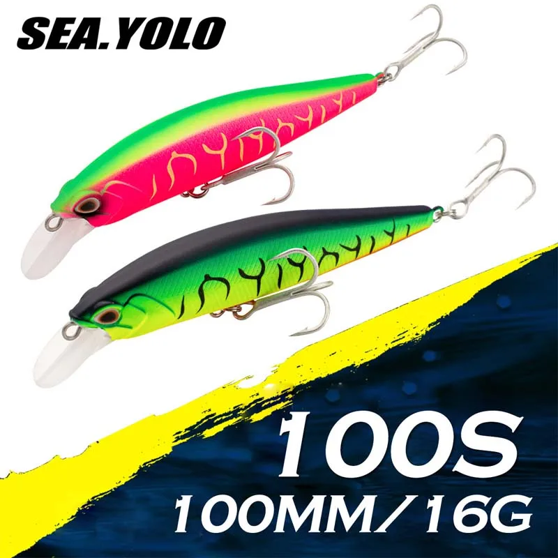 

Sea.Yolo 10cm/16g Minnow Fishing Lure Floating Artificial Hard Bait Long-Range 2 Barbed Treble Hooks Bionic Fake Bait